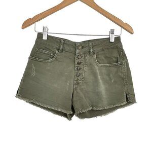 Berenice Paris EUR Size 36 Jean Shorts Green Distressed Casual Button Womens